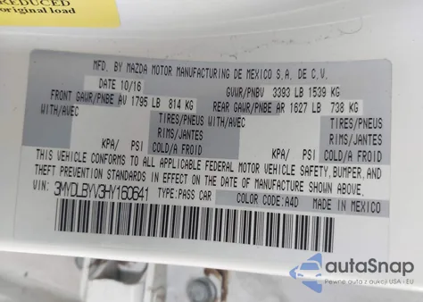 2017 Toyota Yaris Ia z USA, uszkodzony, nr VIN 3MYDLBYV3HY160641